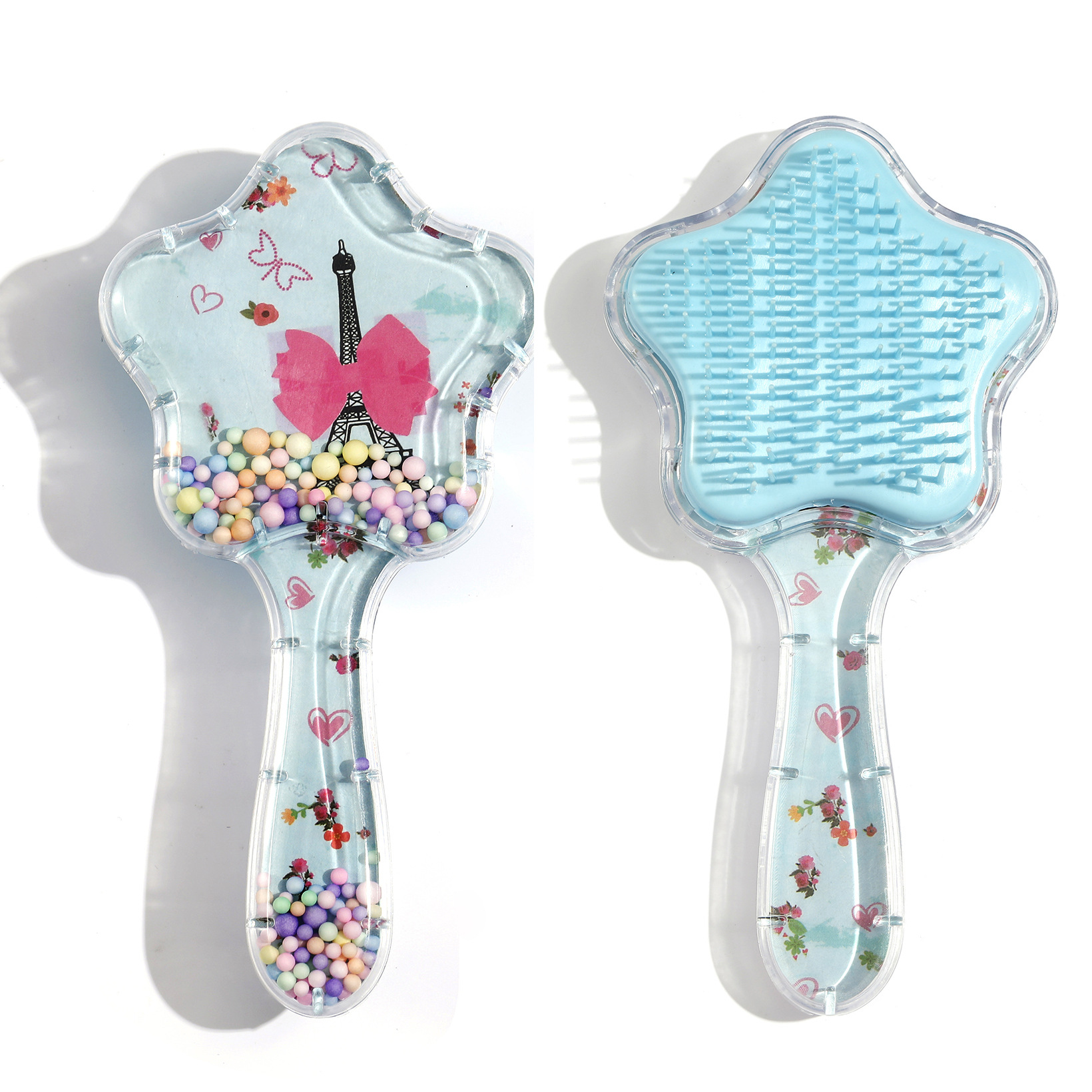 Cojín de aire peine estrella de cinco puntas lindo peine portátil transparente de dibujos animados de los niños anti-anudado mágico pelo liso pelo cojín de aire peine