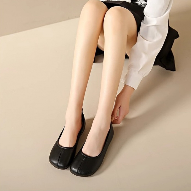 女性用夏用スリッポンおばあちゃん靴、超ソフトソールスクープシューズ、妊婦用フラットシューズ、ブラウン|undefined