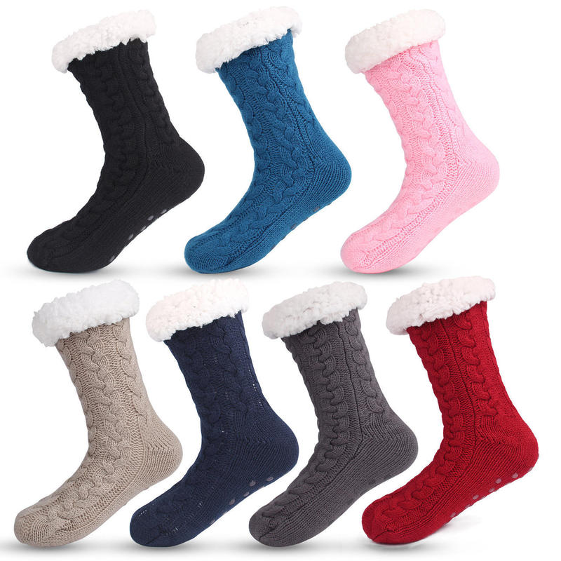 Wholesale Winter Thick Warm Thermal Socks for Women, Comfortable Non-Slip Fuzzy Slipper Socks with Grip