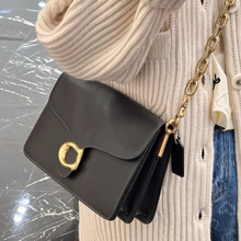 2024冬季新款真皮chain tabby斜跨包复古翻盖链条包斜跨酒神包女