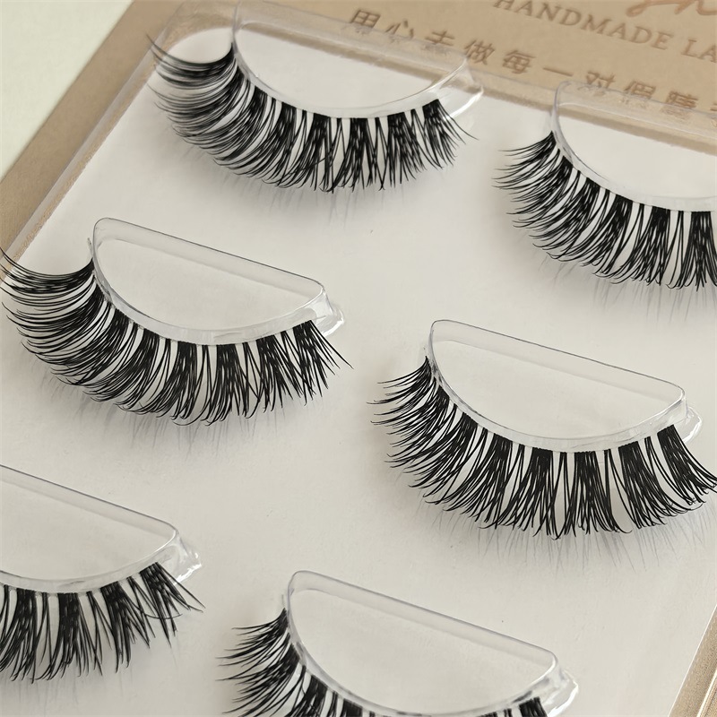 Ai Mo Pestañas postizas nuevas europeas y americanas, simulación gruesa, rizada, pelaje de varios niveles, tallo 3d esponjoso, hilo de seda fino, tallo transparente