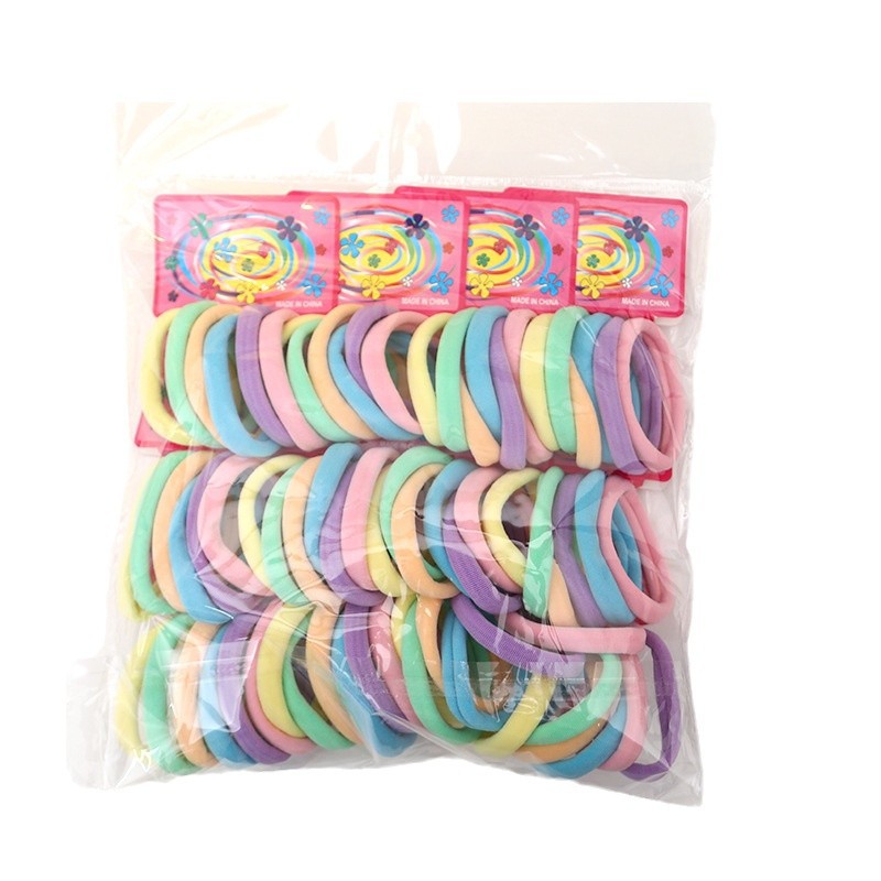 Ventas transfronterizas directas coreanas de alta elasticidad de color sólido no dañan la cuerda de cabello 72 bolsas de tarjeta de clavos sin costuras anillo de toalla anillo de cabello