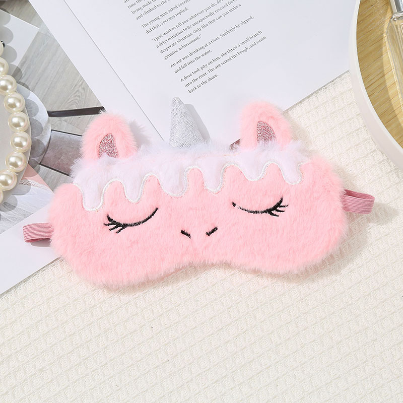 漫画の動物のぬいぐるみ刺繍アイマスク模造ウサギの毛遮光アイマスク飛行機電車休憩アイマスク卸売|undefined