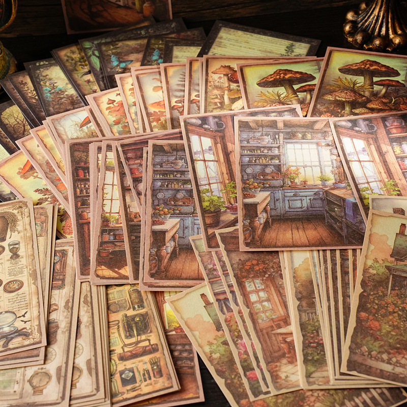 Papel de material A6 de aves italianas Retro Flor ins regalo papel de embalaje cuentas de mano paisaje decoración DIY papel de material de base