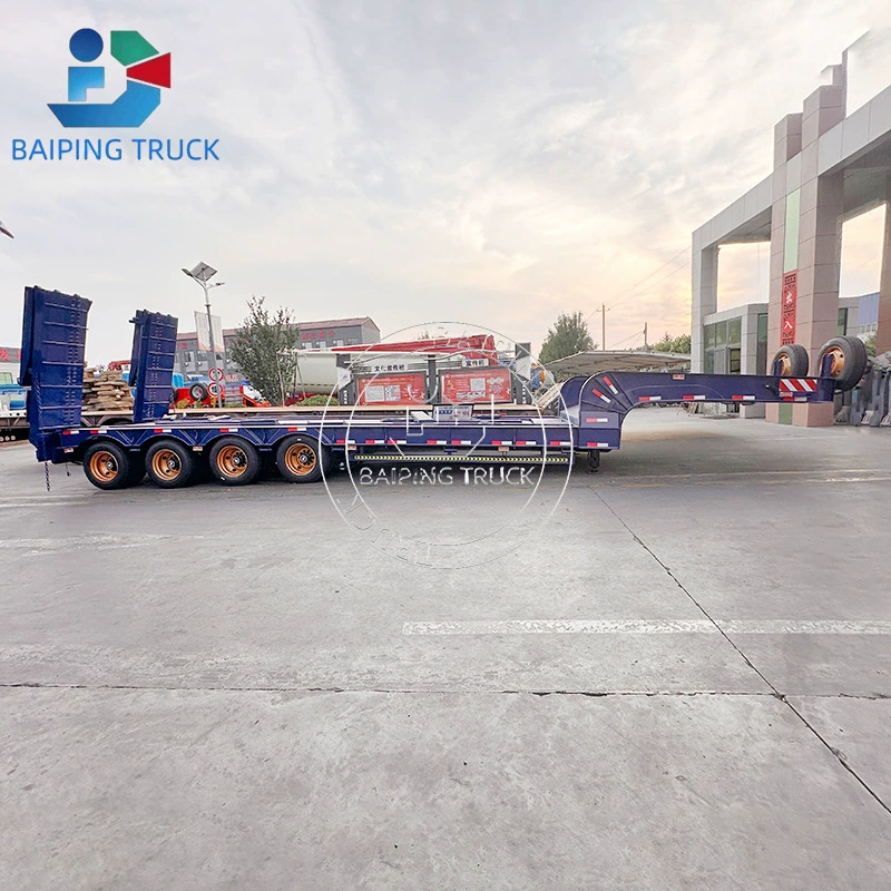 Продажа больших низкорамных полуприцепов, полуприцепов с гидравлическими складными лестницами, 4-осных крюковых машинных платформ, европейских низкорамных полуприцепов