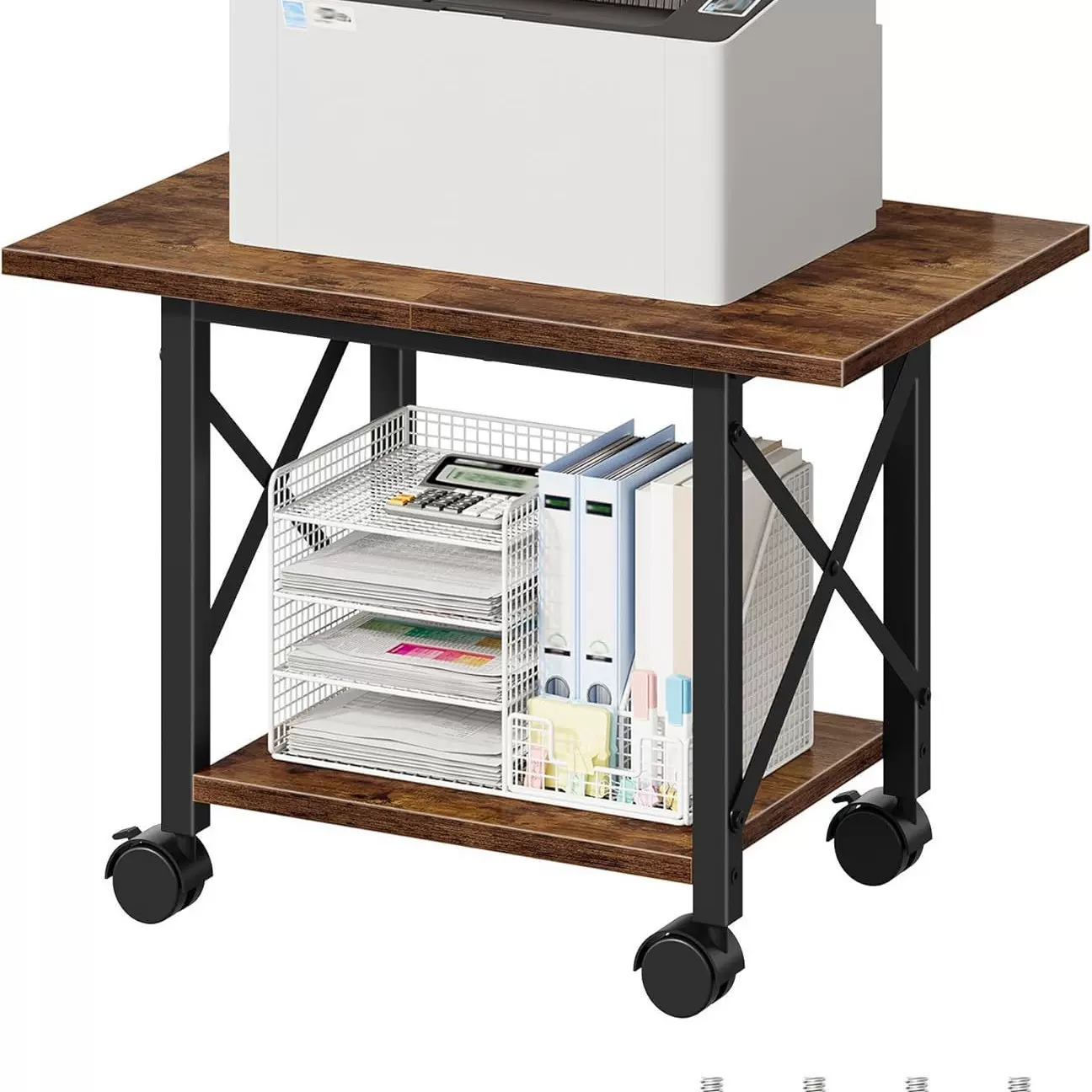 办公室打印机小置物架落地多层可移动桌下文件收纳架复印机专用架