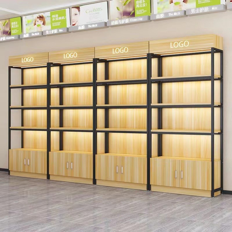 超市货架展示陈列架化妆品展示架橱窗商品展柜落地自由组合展示柜