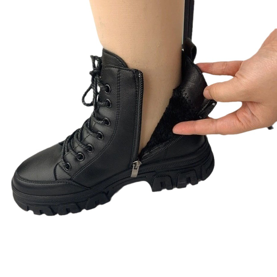 Botas Martin de cuero suave para mujer, estilo nuevo de otoño e invierno 2025, forradas de lana, cómodas, versátiles, botas cortas estilo británico, botas de algodón para mujer, venta al por mayor