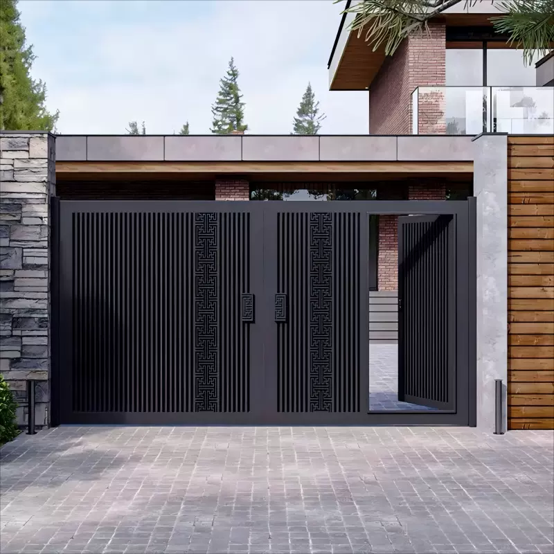 临朐铝合金别墅庭院门现代简约单双开户外院农村自建房电动平移门