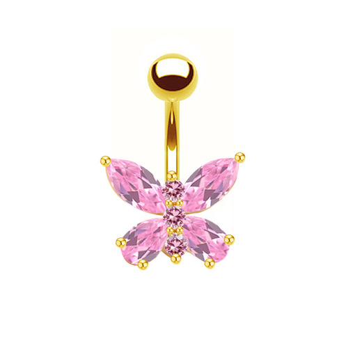 Gaibei European and American cross-border sweet butterfly navel ring, fashionable and light luxury girl butterfly pendant navel ornaments pierced navel ring