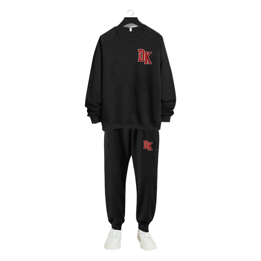 DW1017-DK2017 extra large size suit sports cotton fleece-lined fat sweater pants men's autumn and winter Plus
