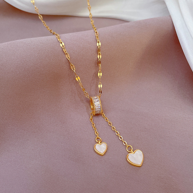 Exquisite Muschel Quasten Halskette Mit Ring Und Diamanten_voghion.com