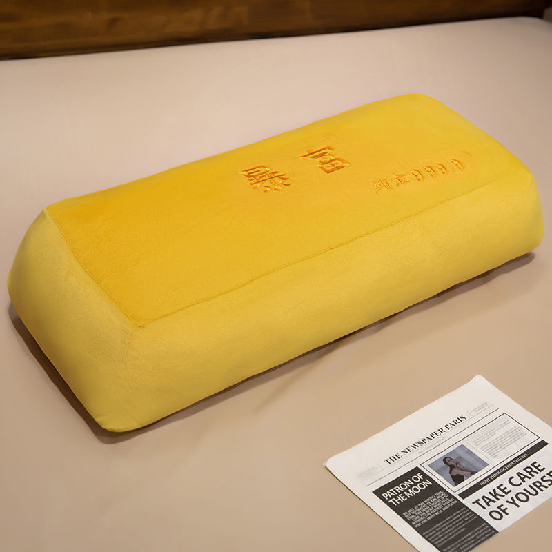 Almohada Larga de Barra de Oro de Peluche y Poliéster para Dormitorio