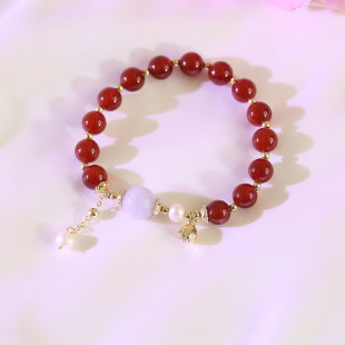 Natural Freshwater Pearl Agate Bracelet Optimized Aquamarine Pearl Bracelet Women's National Style High-End New Chinese Style Bracelet