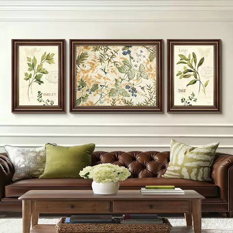 现代美式客厅装饰画卧室餐厅壁画欧式沙发背景墙三联画花卉挂画|undefined