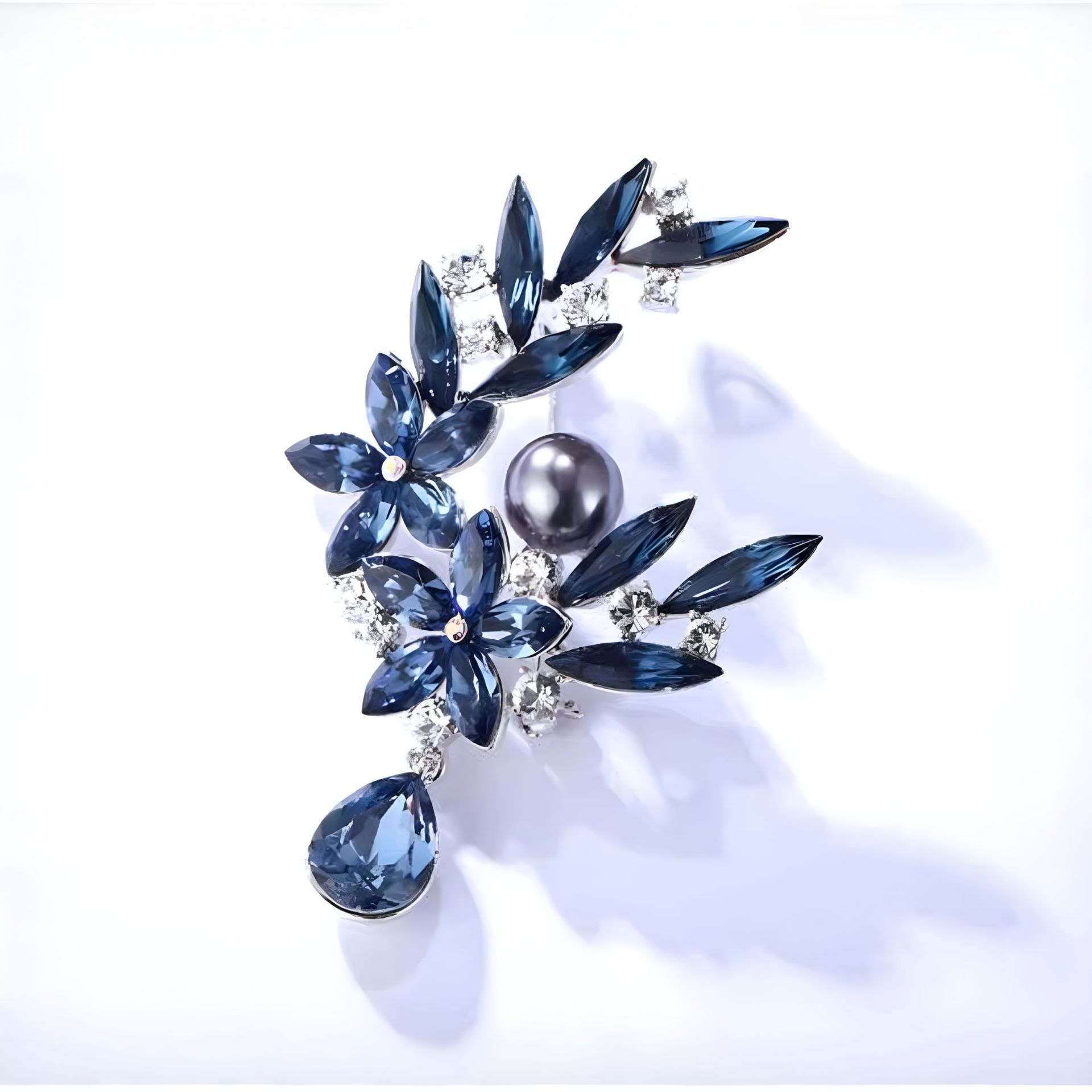 Spilla di lusso fiore in cristallo con perla per donna_voghion.com