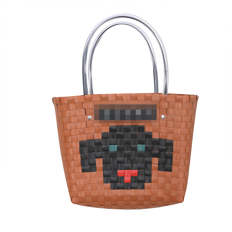 Wholesale Plastic Woven Vegetable Basket Large Capacity Animal Handbag Photo Matchinging Vacation Beach Bag Shopping Bag