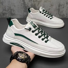 Men's White Leather Sneakers 2022 Spring New Fashion Sports Low-Top Casual Shoes Men's Dropshipping K-Pop Style