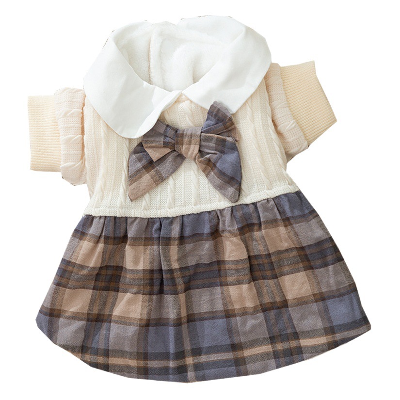Otoño e invierno perro Colegio estilo fresco uniforme de la pareja de algodón acolchado ropa gato de dos piernas JK falda mascota ropa de cuatro piernas