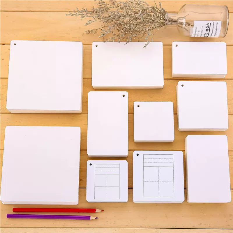 T空白卡片硬质英语单词卡纸手写自制diy手绘涂鸦拼贴手帐写字打孔