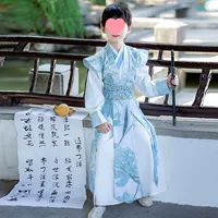 Новый комплект одежды Hanfu для мальчиков, весенний стиль 2025, маленький джентльмен, произнесение стихов, синий летний стиль для мальчиков в китайском стиле, красивый