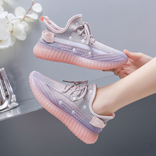 椰子鞋女2023春季新款飞织鞋星星鞋韩版透气舒适增高休闲运动鞋