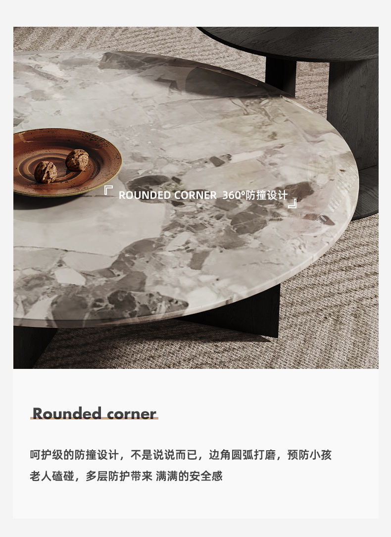 意式极简大理石茶几小户型设计师高级轻奢圆形茶台组合客厅家用-阿里巴巴