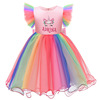 Girls with unicorned beast ruffled rainbow skirt dress dress Christmas Dress