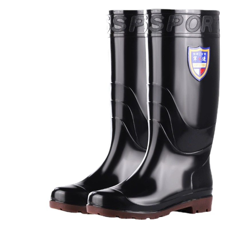 Бесплатная доставка резиновая обувь с высоким дном на мягком каблуке мужские теплые длинные водяные ботинки