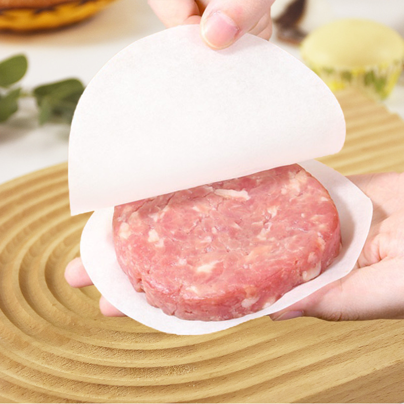 Pastel de cerdo de hamburguesa papel de separación para hornear papel de aceite de silicona de doble cara pastel de mano papel de almohadilla doméstico papel de aislamiento de pastel de carne congelada