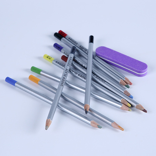 Ceramic underglaze color pencil DIY painting hand-painted medium and high temperature glaze color pencil powder pen 10-color underglaze color pen