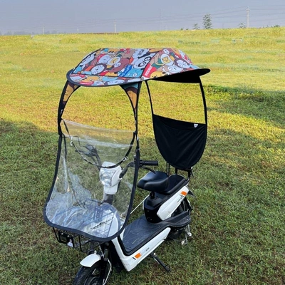 Elektromobil üçün ön şüşə çətiri (günlük) – detachable sunshade, thickened fabric, wind - animal-paradise-front-zipper-window-back-pocket-quick-release-easy-installation-the-car-has-rearview-mirrors-take-a-photo-of-this-model