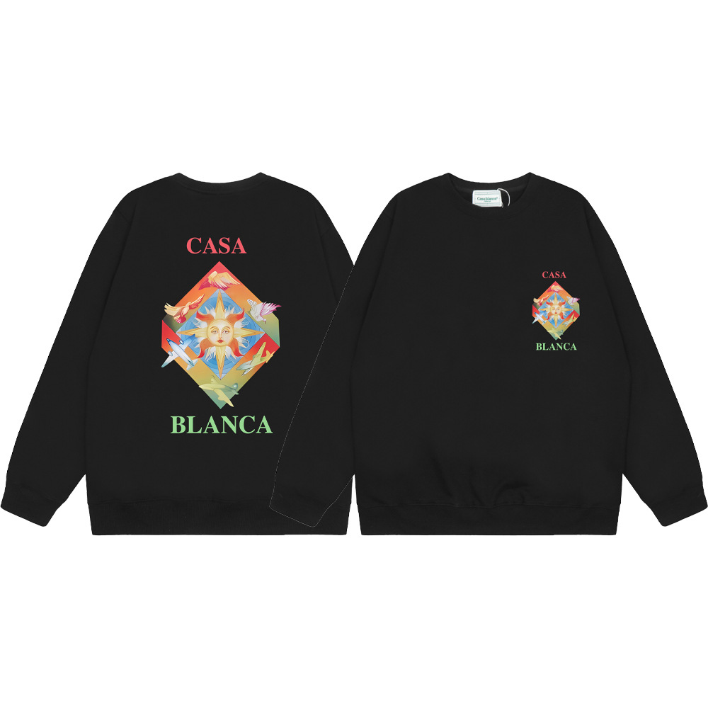 Marca de moda transfronteriza Casablanca letras de Casablanca impresión de color 380g lazo camiseta de cuello redondo
