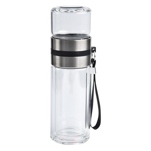 Tea separation double glass customized advertising logo thickened heat insulation tea cup personalized portable creative
