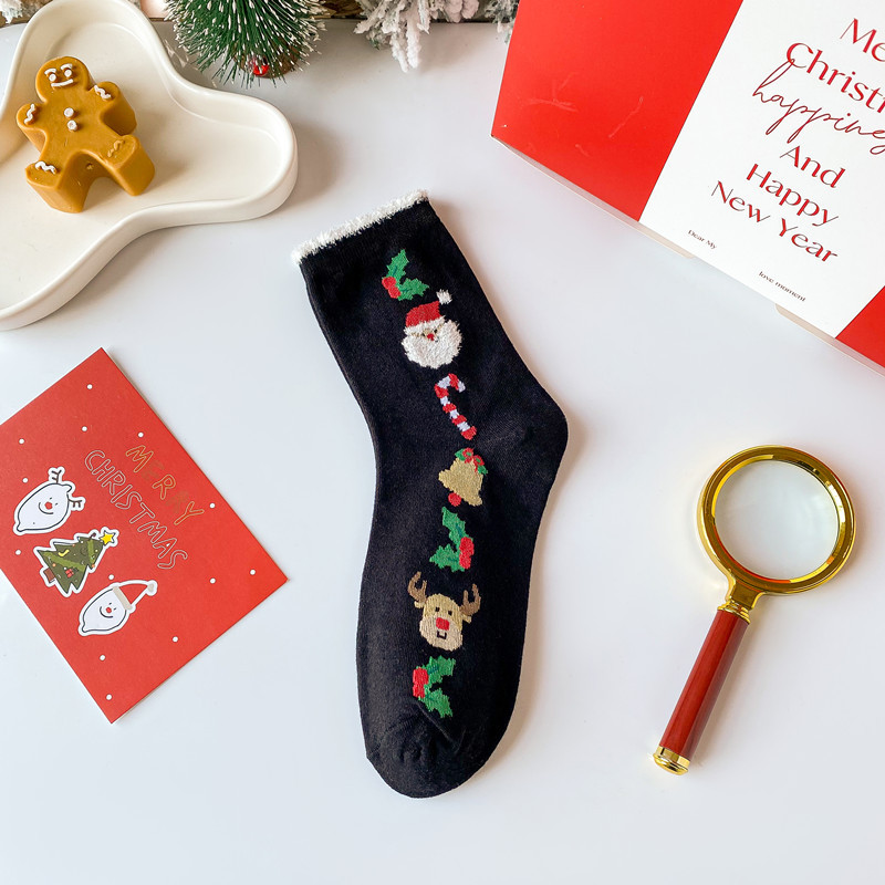 Calcetines rojos de Papá Noel dulces coreanos para niños nuevos de otoño/invierno para Navidad_voghion.com