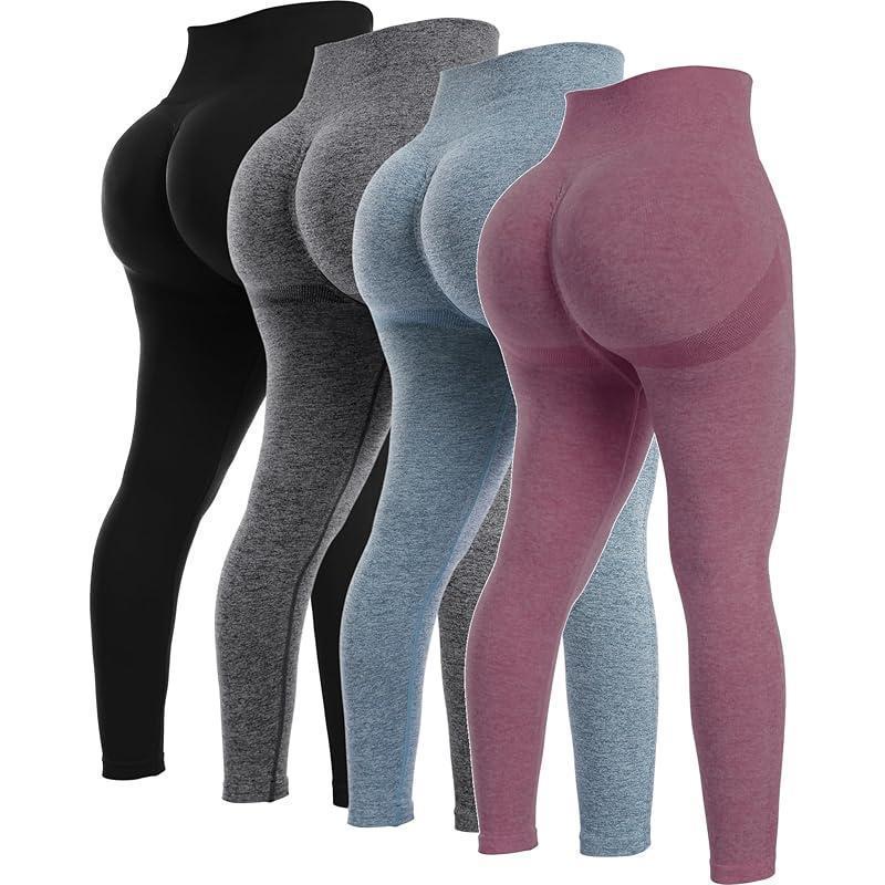 4 Piece Butt Lifting Workout Leggings for Women Seams Gym|undefined