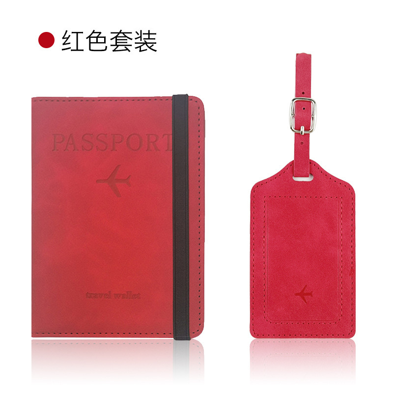 pu皮防磁护照包行李牌套装皮革防盗刷rfid护照夹证件包现货护照套|undefined