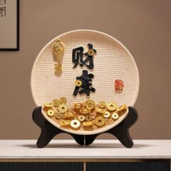 新中式创意陶瓷摆盘字摆件客厅玄关电视柜酒柜家居乔迁新居装饰品