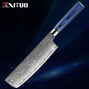 Damascus steel small kitchen knife handmade knife slicing sharp meat knife household kitchen knife G10 handle rose pattern
