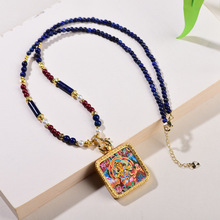 小红书爆款青金石锁骨链黄财神扎基拉姆唐卡挂坠毛衣链气质项链