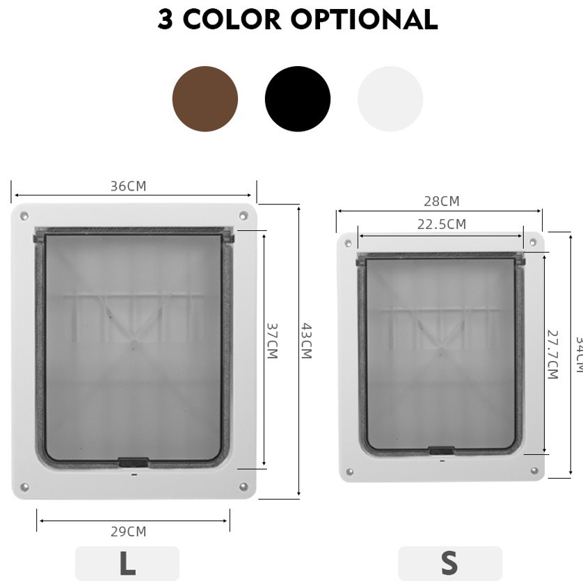 Fábrica de suministros para mascotas puerta del gato agujero de la puerta del perro puede controlar la dirección de acceso blanco negro marrón puerta del animal doméstico