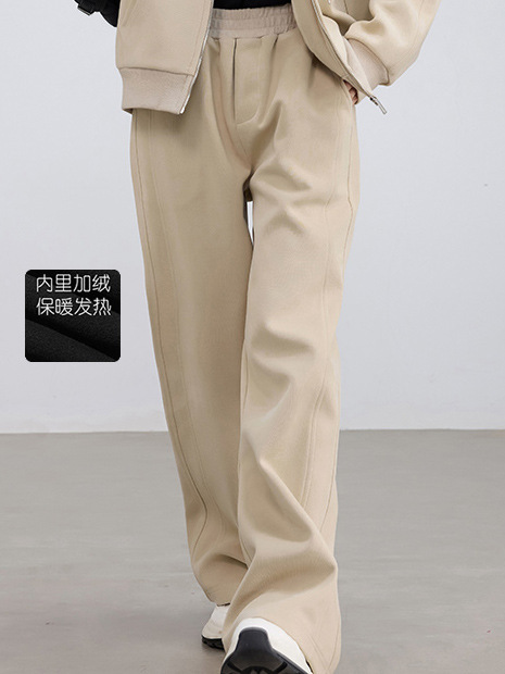 2025新款拉链连帽外套秋冬加绒两件套女装宽松显瘦轻运动休闲套装|undefined