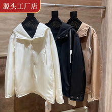 真丝夹棉加厚连帽外套 女冬 时尚休闲宽松加厚保暖棉服