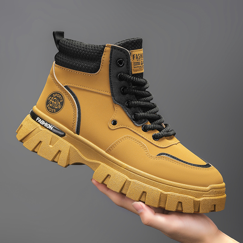 Botas Martin de caña alta para hombre, otoño-invierno 2025, con suela gruesa, que aumentan la altura, impermeables, versátiles, botas de trabajo modernas, botines para transmisiones en vivo. image 1