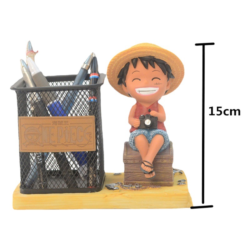 Regalo del día del niño Cumpleaños Q versión resina creativa One Piece Luffy Portalápices Papelería Adornos Dibujos animados regalos para estudiantes