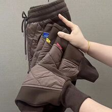 裤棉裤羽绒女外穿冬季拼接束脚休闲时尚宽松显瘦保暖棉裤