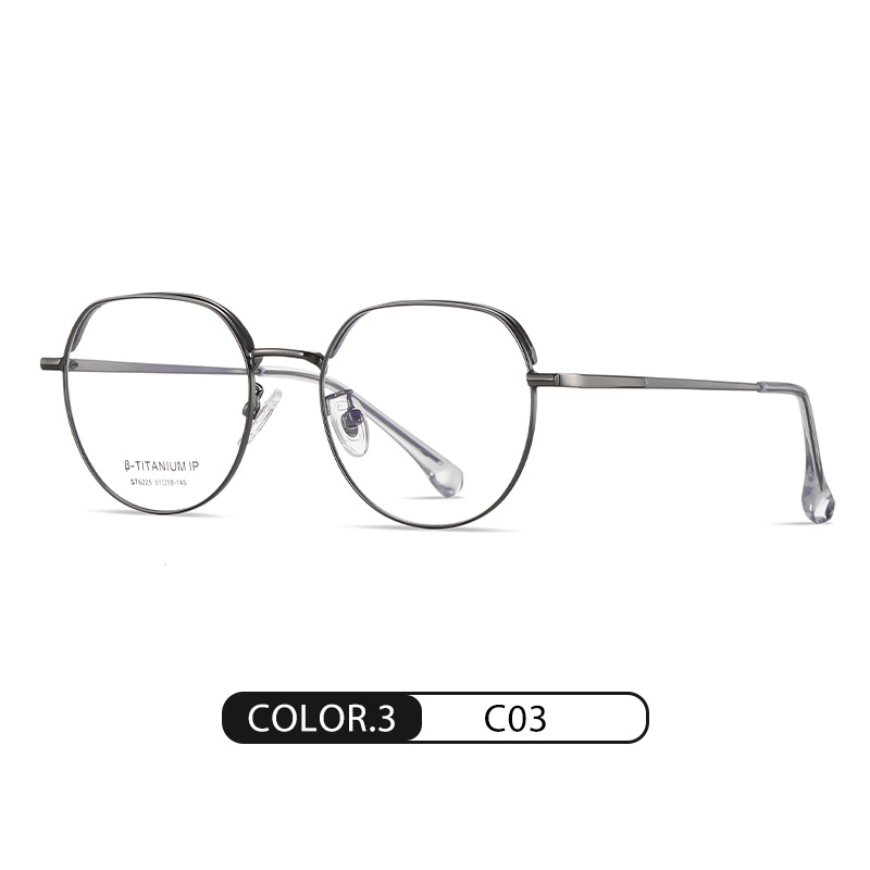 Nuevas gafas de titanio puro arte retro polígono plano espejo ST6225 marco de espejo de marco grande espejo de miopía sin maquillaje femenino