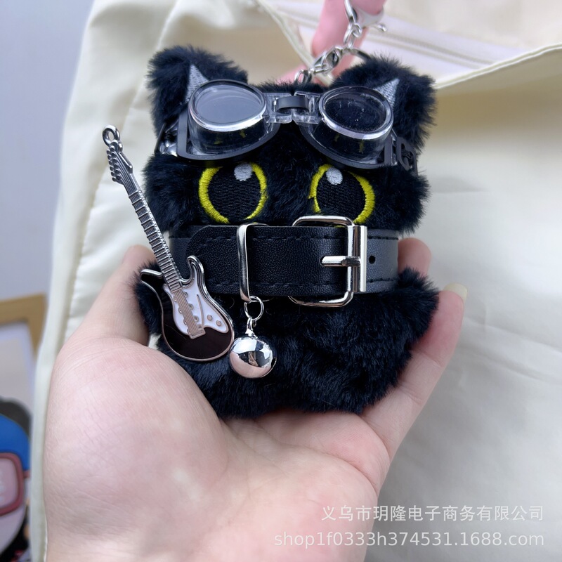 New black cat pendant punk style cute black big eye cat bag ornaments small gift stall small toys wholesale