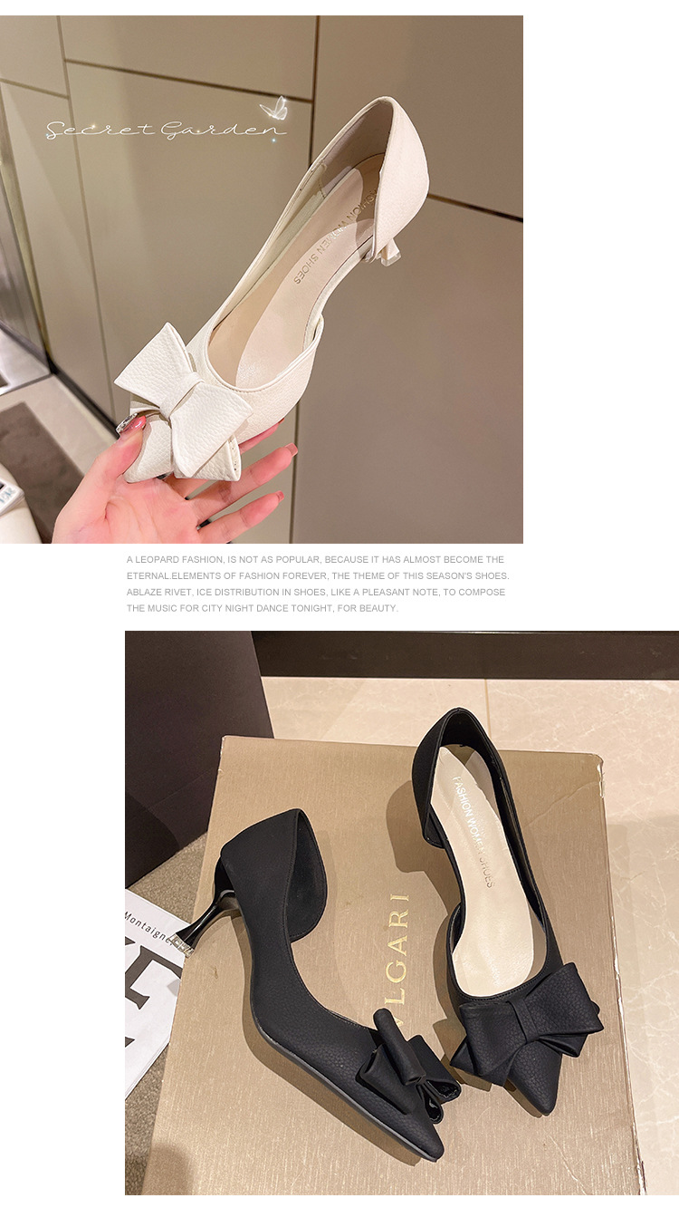 Women's Elegant Solid Color Bowknot Point Toe Pumps display picture 5