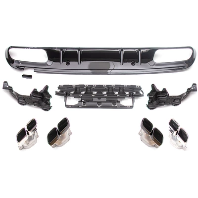 Fixed wind wing W205 Four-Door Sports Upgrade C43/C63 - c63-black-tail-lip-silver-tail-throat